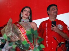 Jaquelline Grohalski recebeu a faixa de Musa da Unidos de Padre Miguel no RJ